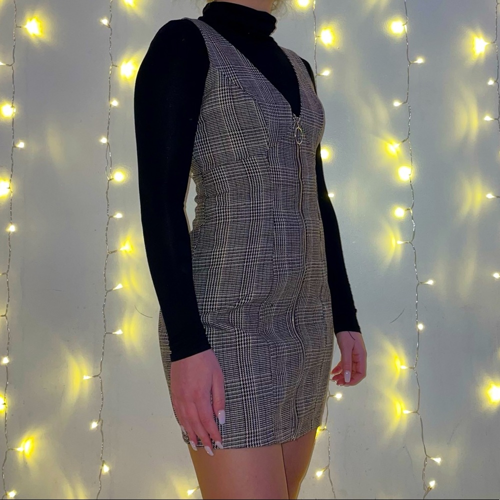 Plaid Front-Zip Dress